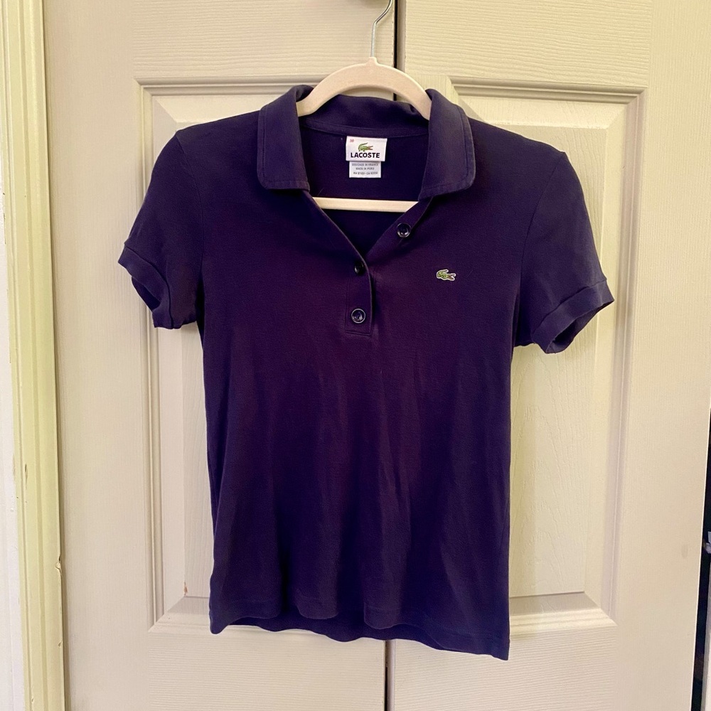 Lacoste Women’s soft cotton navy polo, size S/M